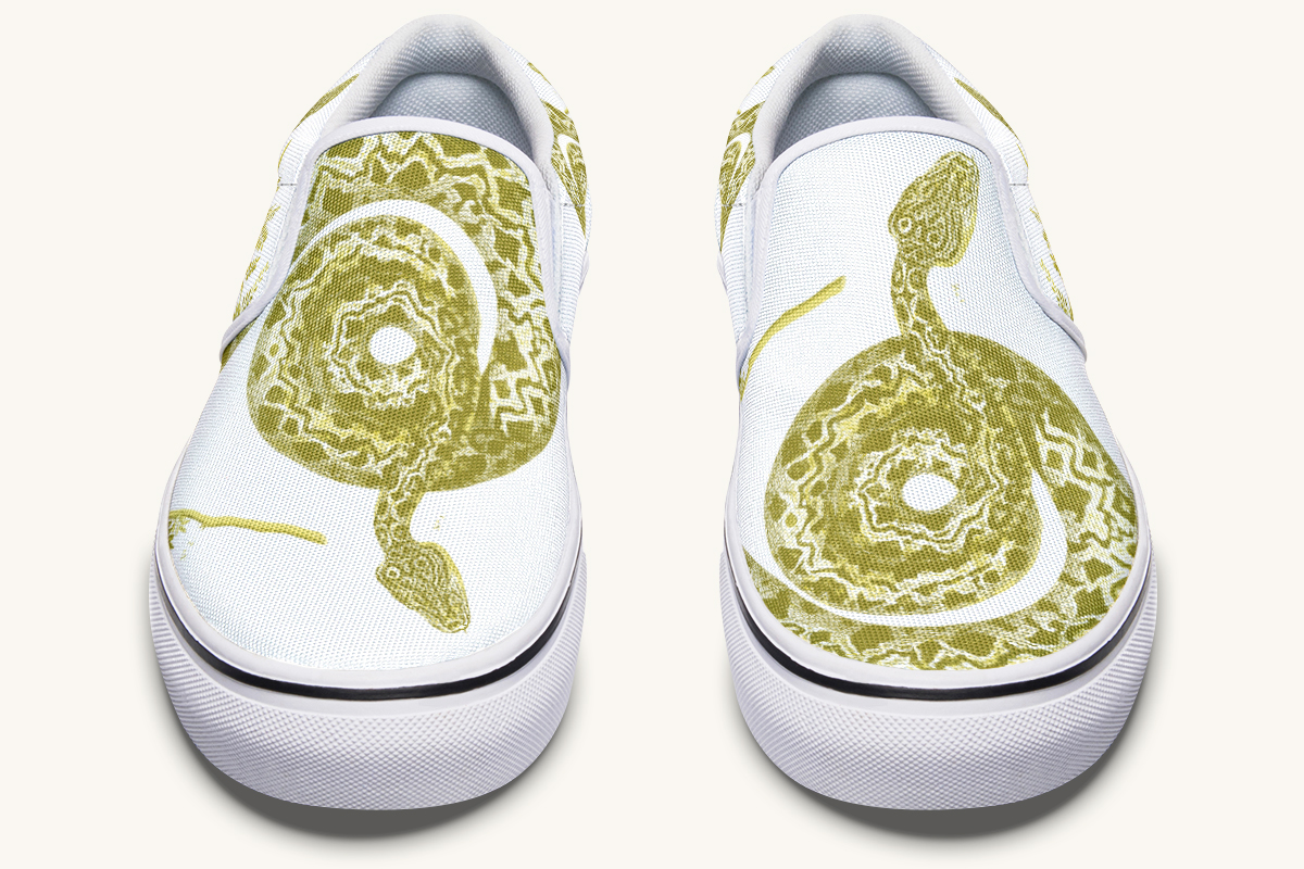 Serpentin Bloom Gold White Slip On Shoes - Jaded Lament