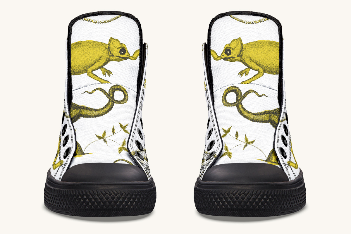 Reptilian in Bloom White Yellow Hightops - Jaded Lament
