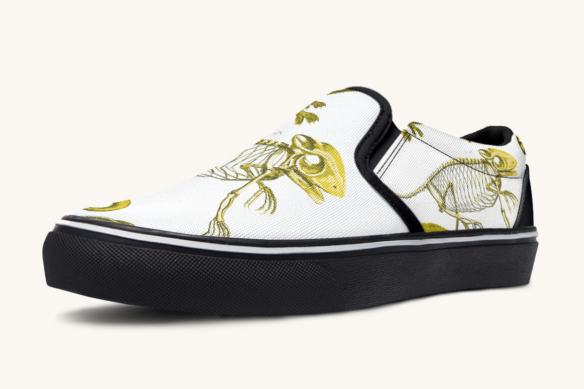 Reptilian In Bloom Yellow White Slip On Shoes - Jaded Lament