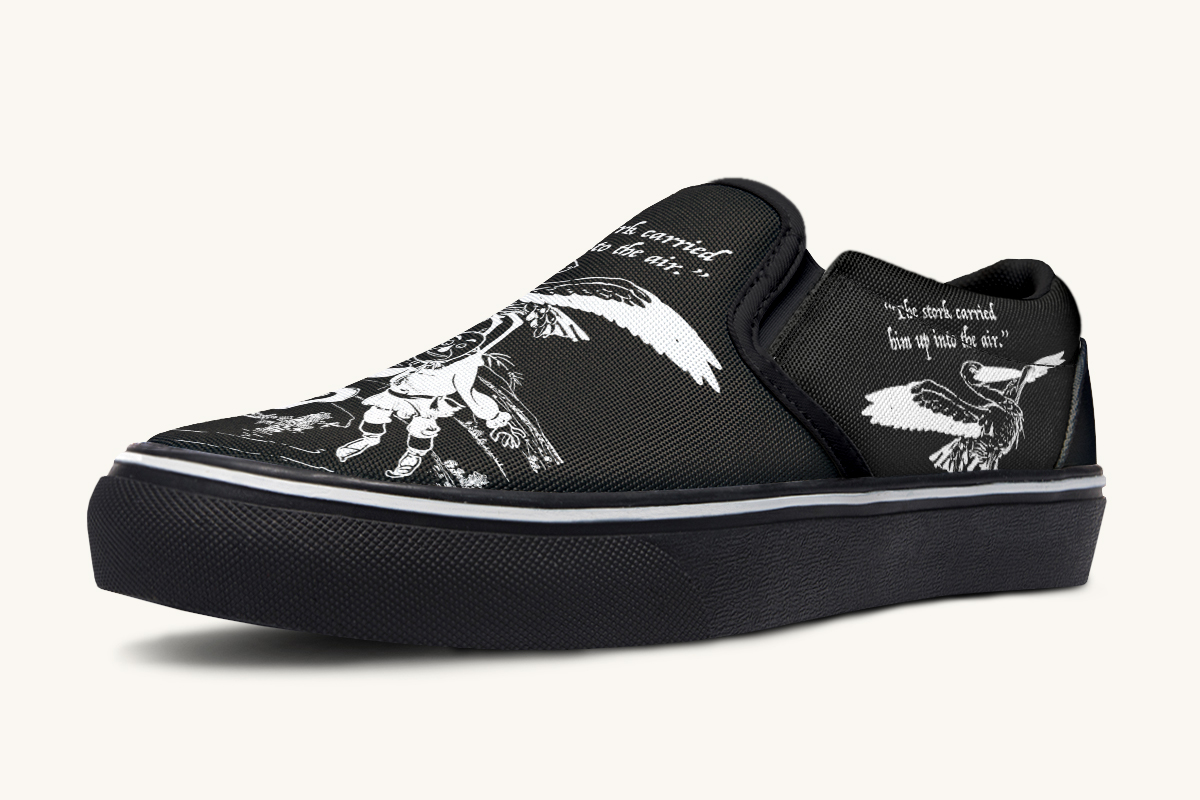 Wizard of Oz Stork And Scarecrow Slip On Shoes - Jaded Lament