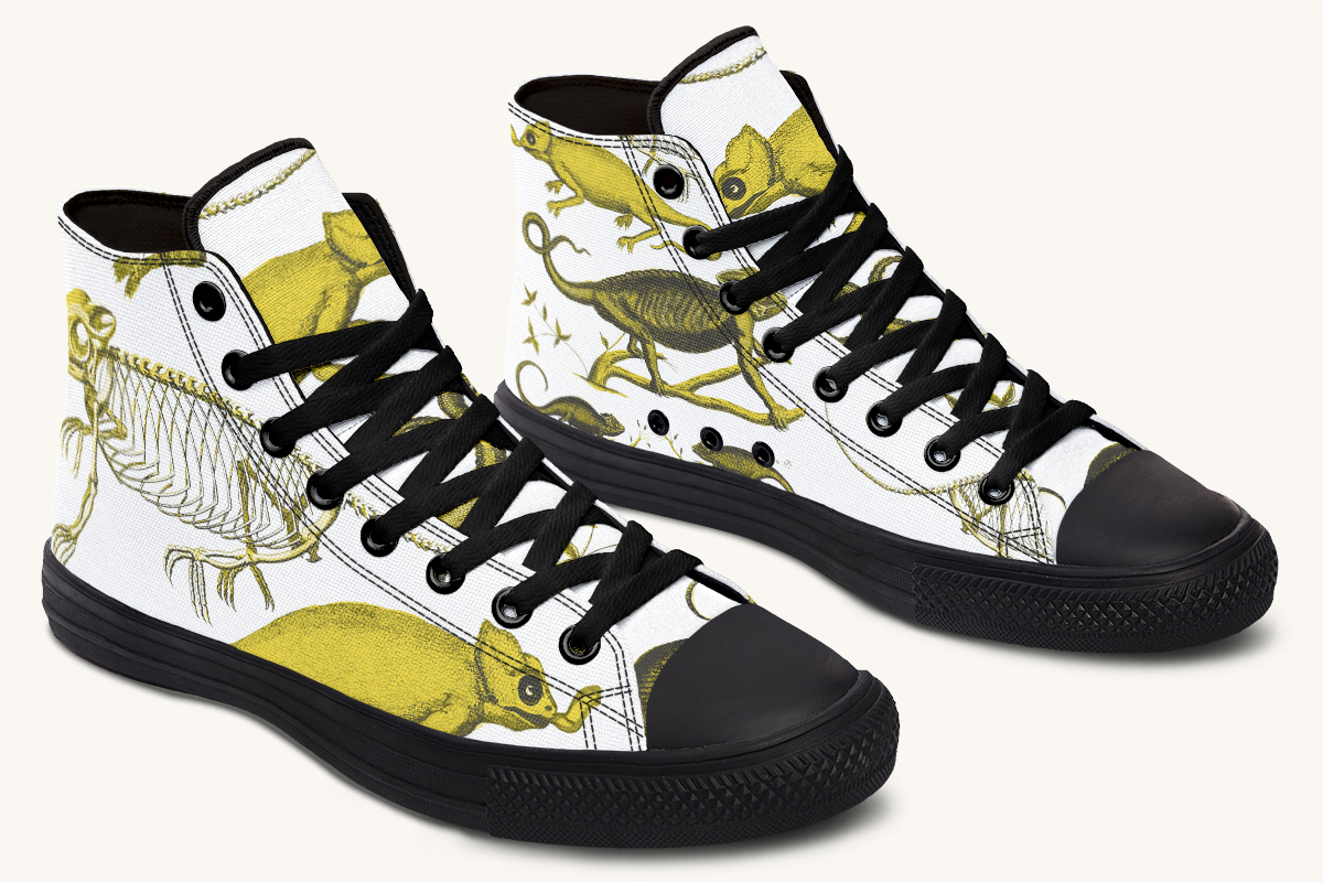 Reptilian in Bloom White Yellow Hightops - Jaded Lament