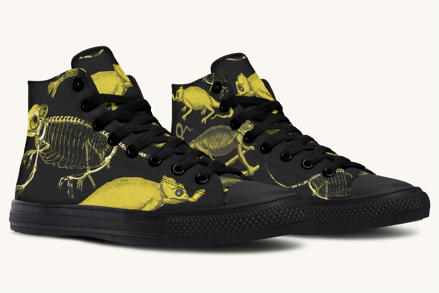 Reptilian in Bloom Black Yellow Hightops - Jaded Lament