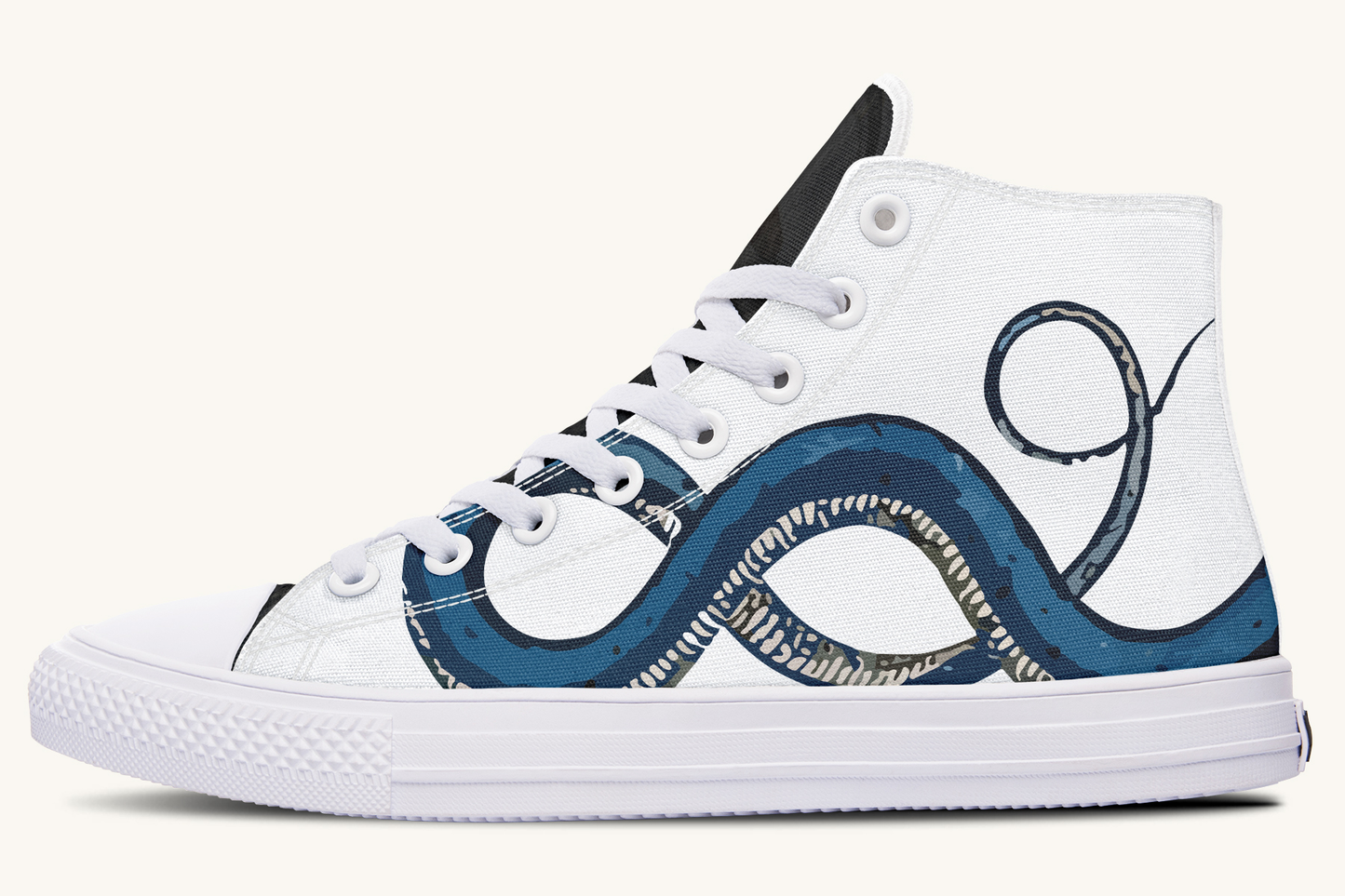Blue Snake White Hightops - Jaded Lament
