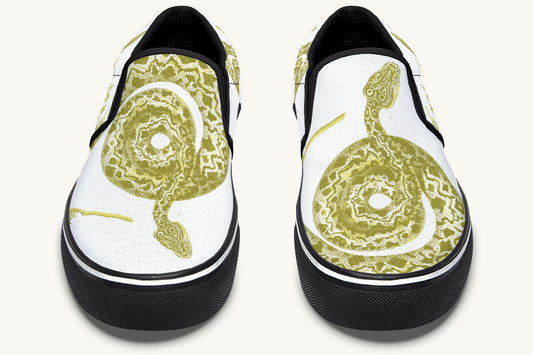 Serpentin Bloom Gold White Slip On Shoes - Jaded Lament