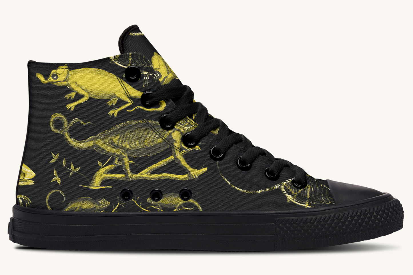 Reptilian in Bloom Black Yellow Hightops - Jaded Lament