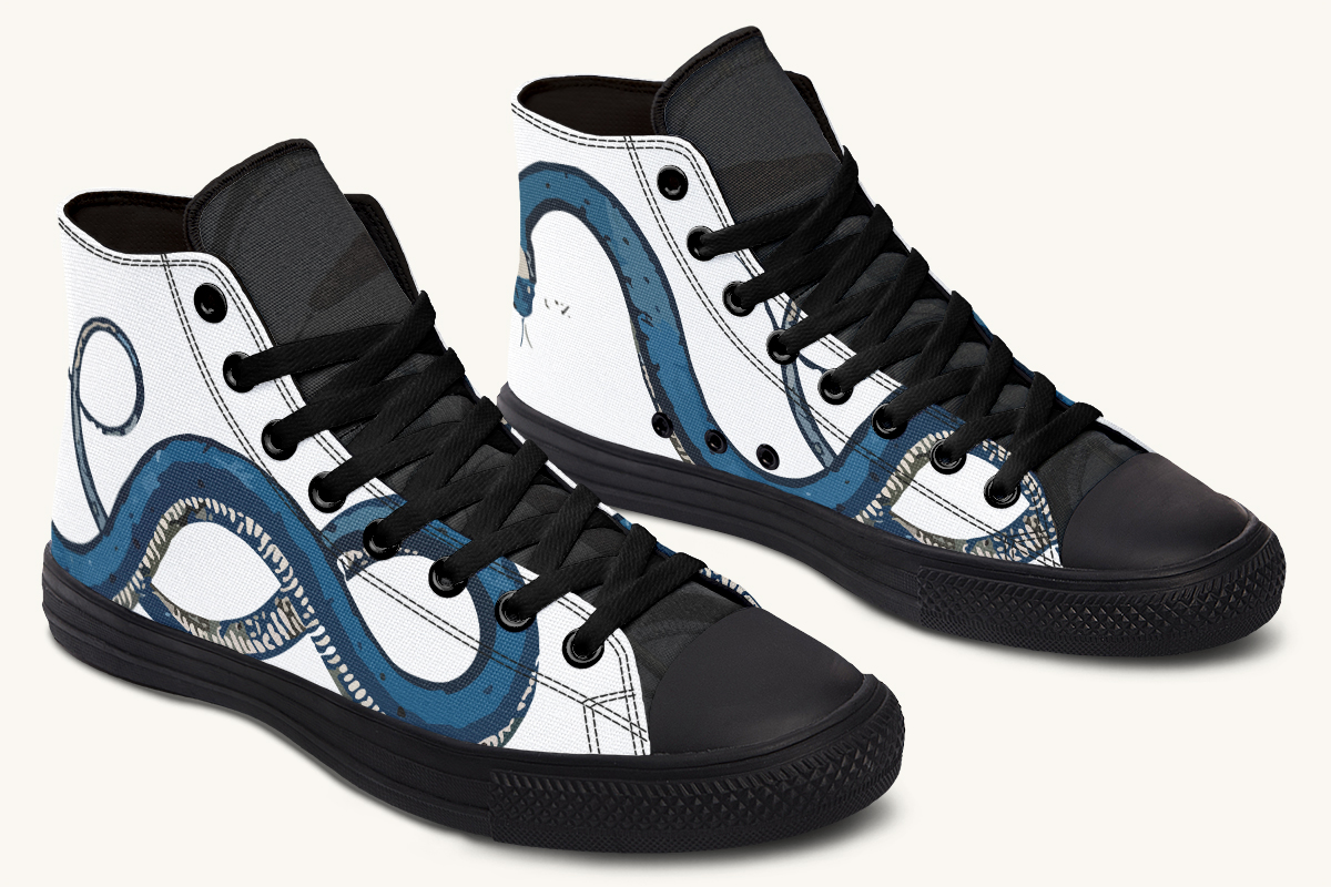 Blue Snake White Hightops - Jaded Lament