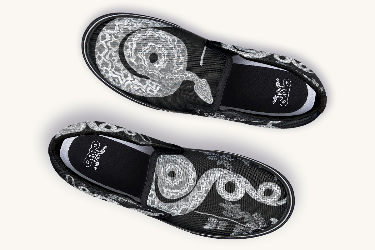 Serpentin Bloom Grey Slip On Shoes - Jaded Lament