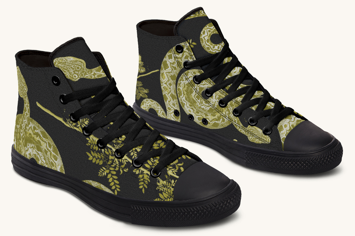 Serpentin Bloom Black Yellow Green Hightops - Jaded Lament