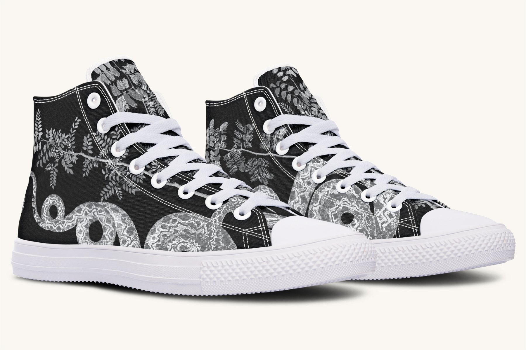 Serpentin Bloom Black And White Hightops - Jaded Lament