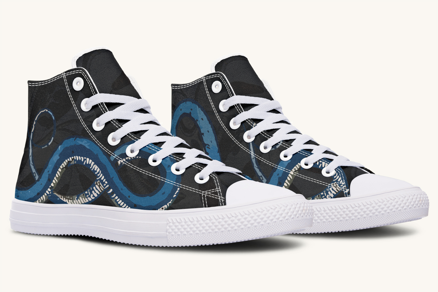 Blue Snake Black Hightops - Jaded Lament