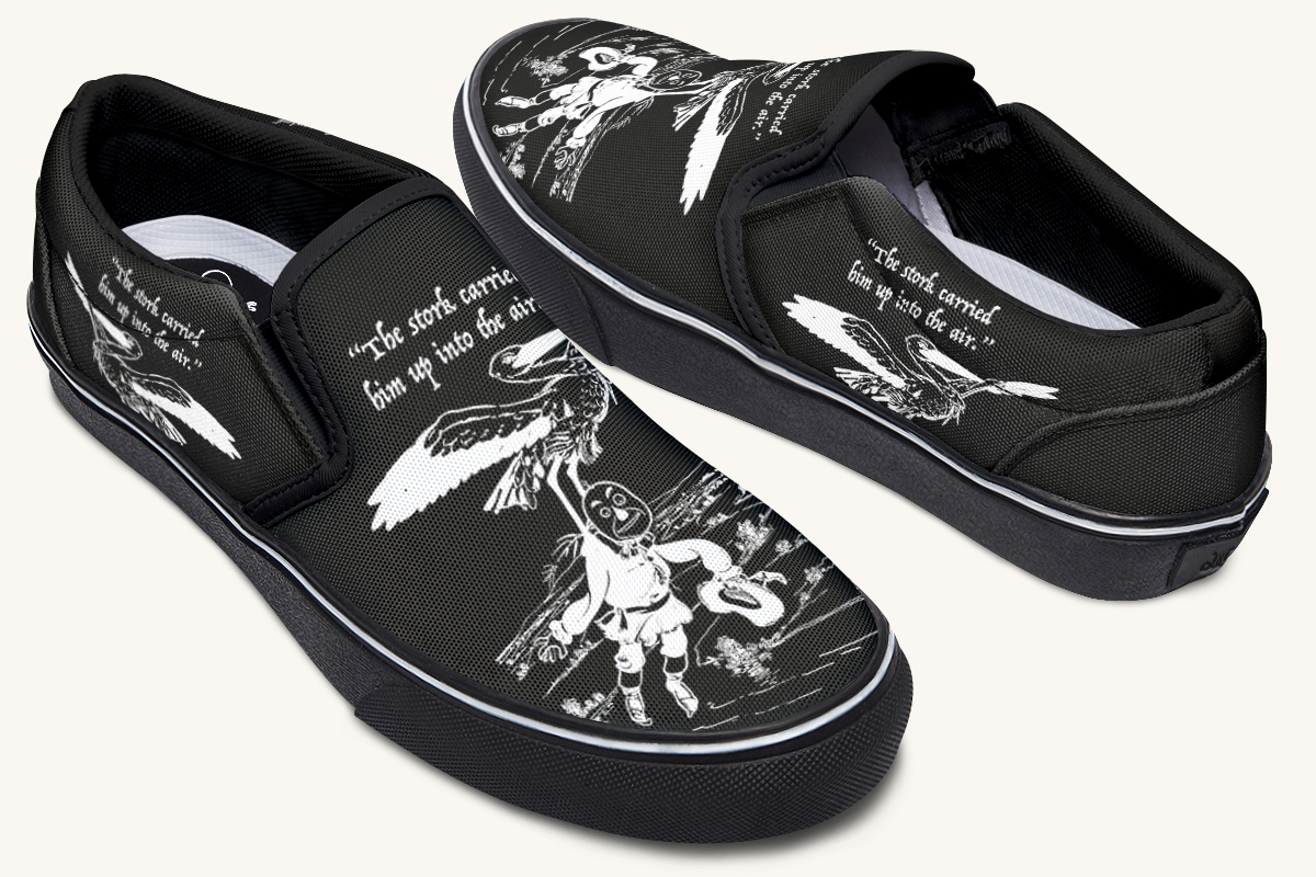 Wizard of Oz Stork And Scarecrow Slip On Shoes - Jaded Lament