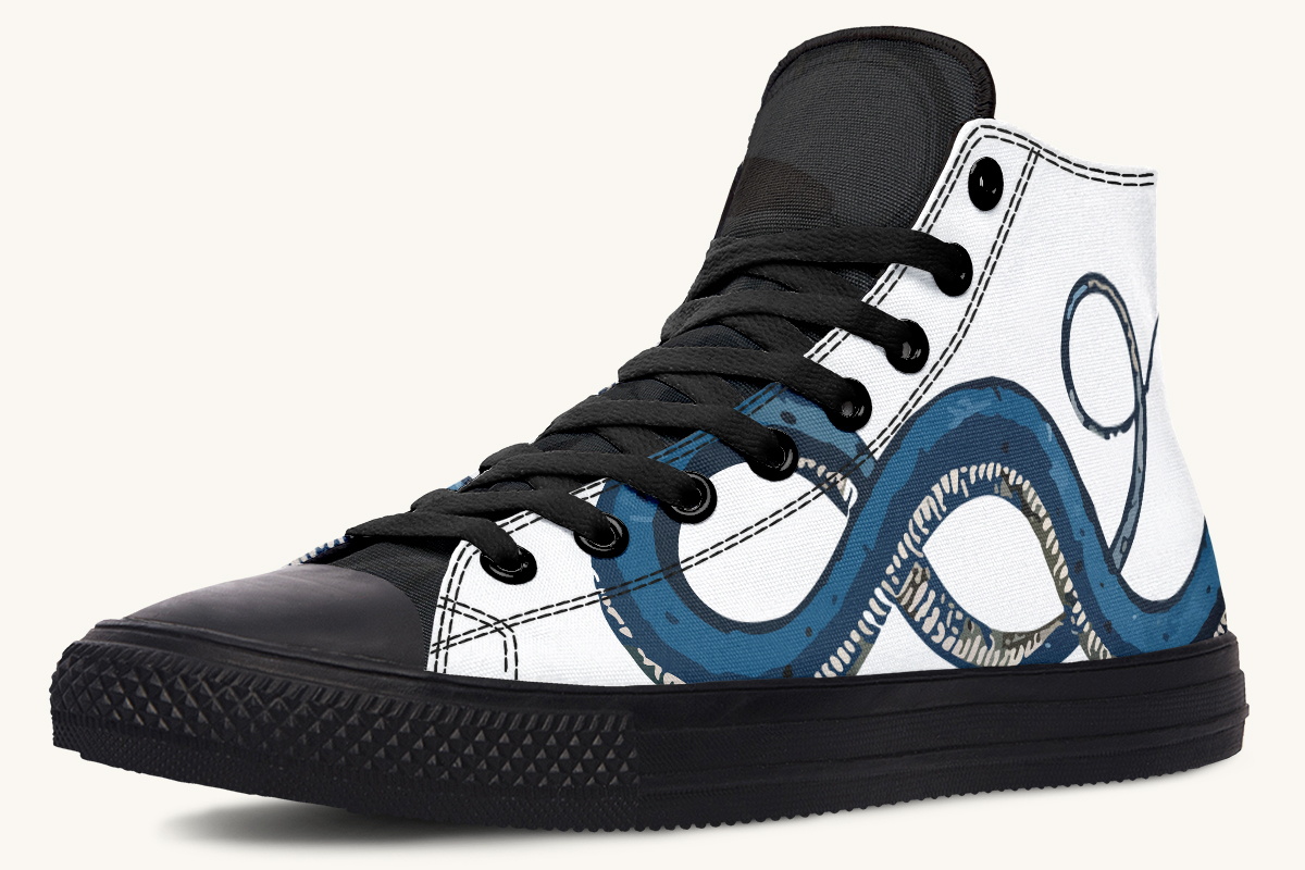 Blue Snake White Hightops - Jaded Lament