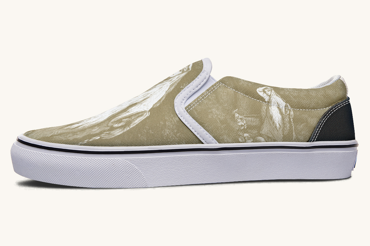 She Watched The Bones Sink Yellow Slip On Shoes - Jaded Lament