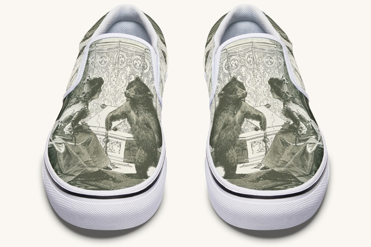 The Bear Shall Be Thy Choice Cream Slip On Shoes - Jaded Lament