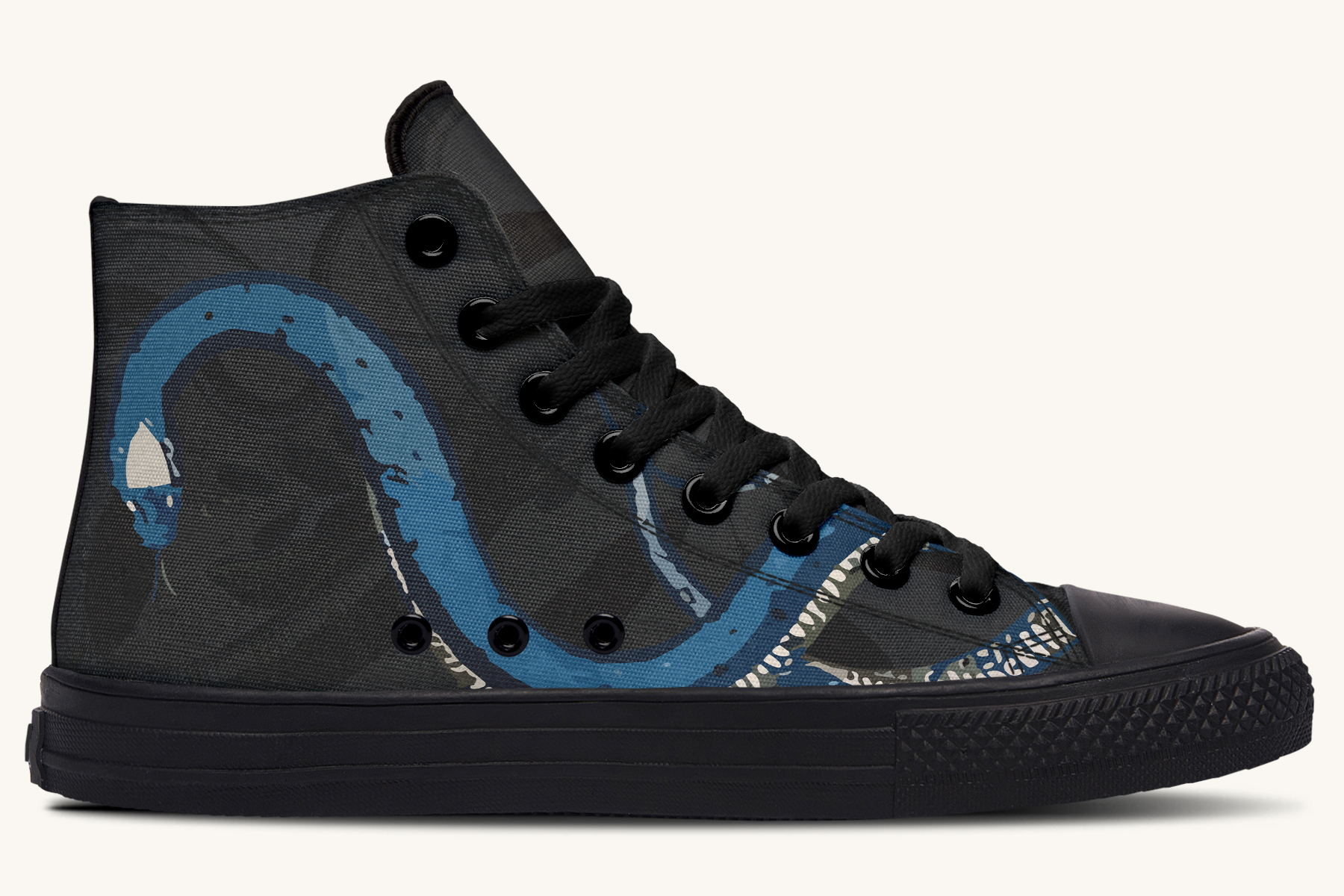 Blue Snake Black Hightops - Jaded Lament