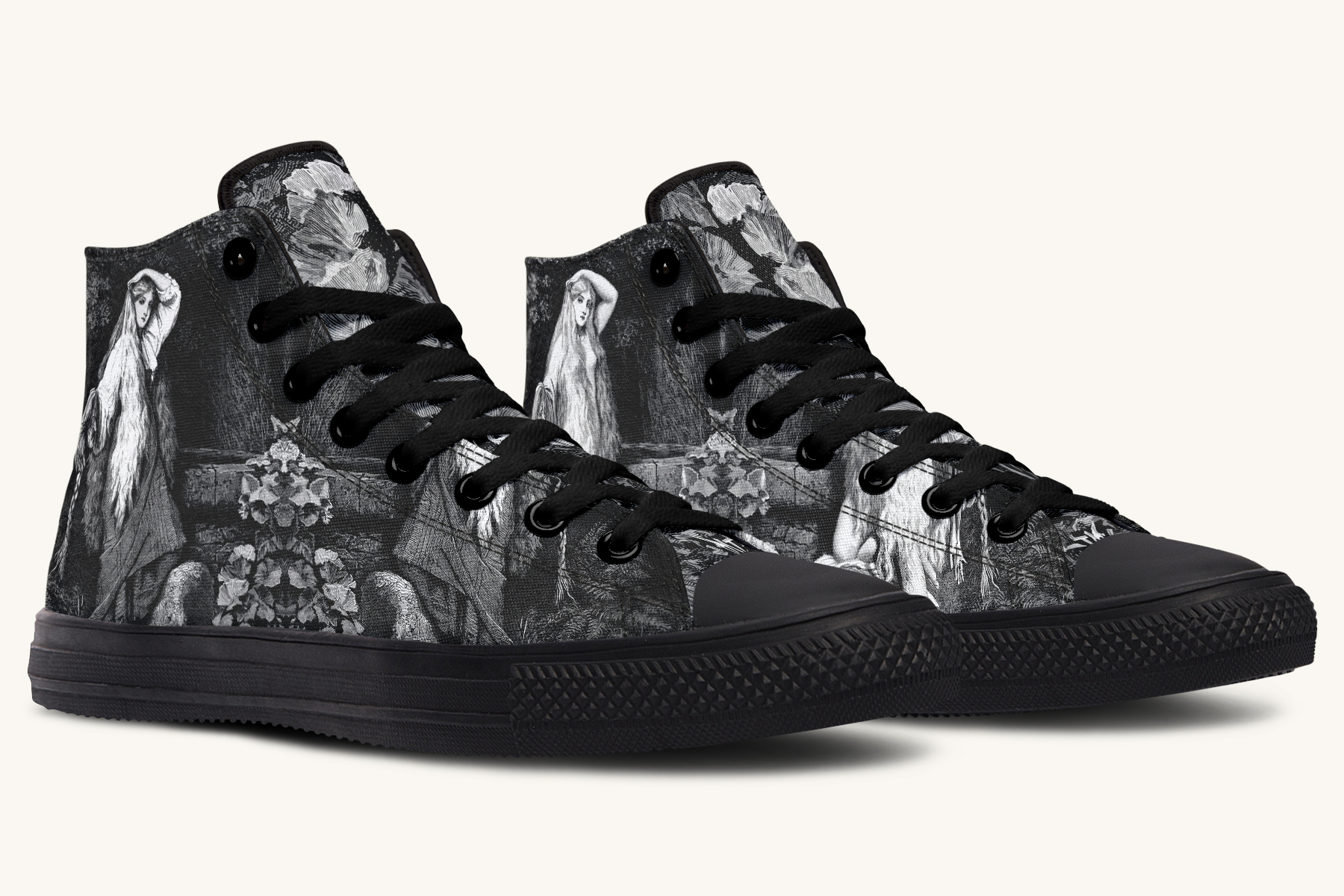 She Watched the Bones Sink Black Hightops - Jaded Lament