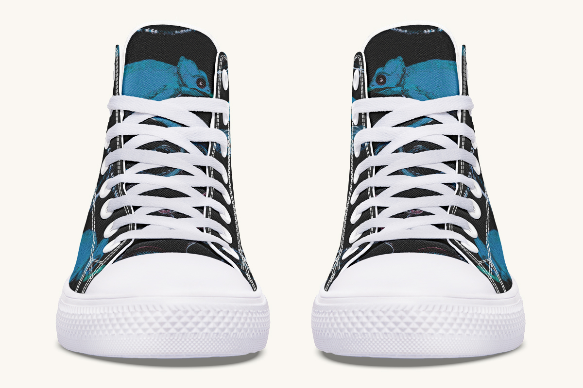 Reptilianin Bloom Black Blue Hightops - Jaded Lament