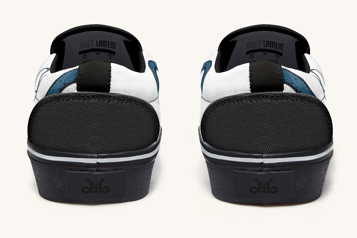 Blue Snake White Slip On Shoes - Jaded Lament
