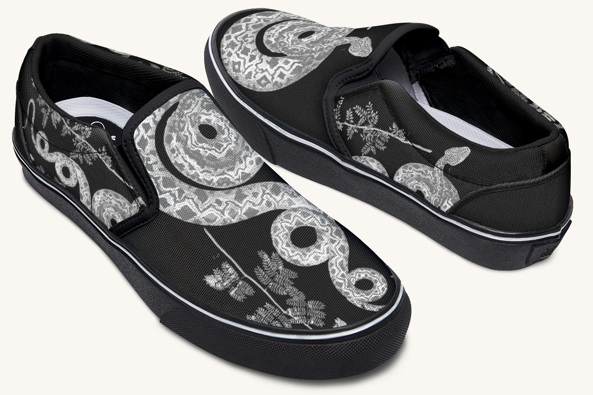 Serpentin Bloom Grey Slip On Shoes - Jaded Lament