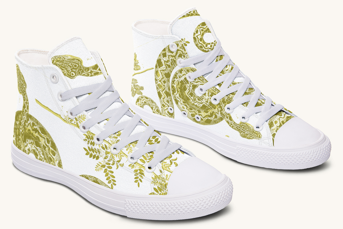 Serpentin Bloom White Yellow Green Hightops - Jaded Lament