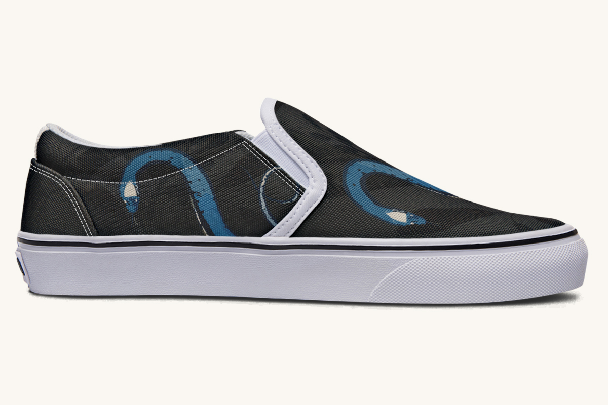 Blue Snake Black Slip On Shoes - Jaded Lament