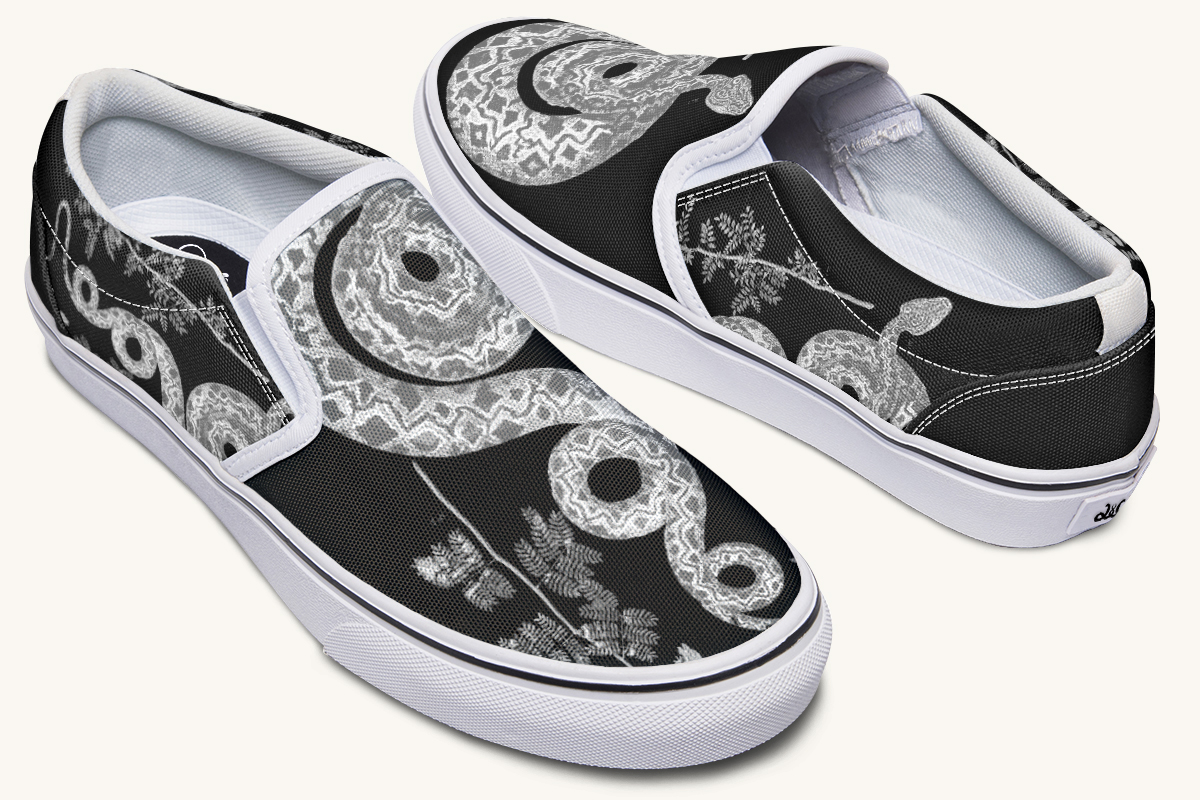 Serpentin Bloom Grey Slip On Shoes - Jaded Lament
