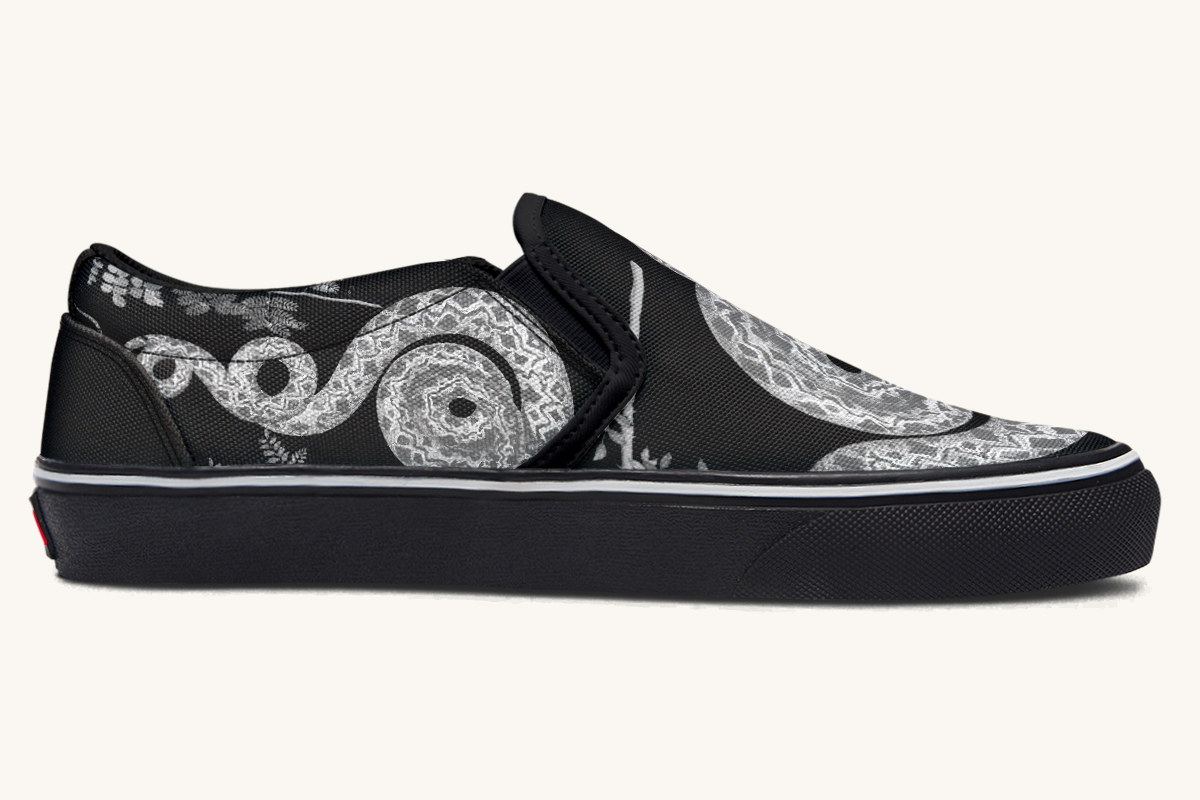 Serpentin Bloom Grey Slip On Shoes - Jaded Lament