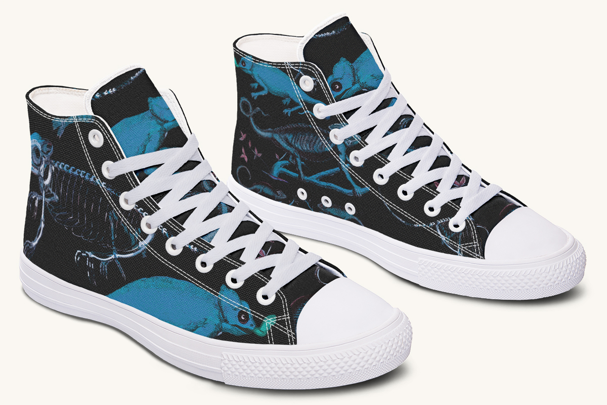 Reptilianin Bloom Black Blue Hightops - Jaded Lament