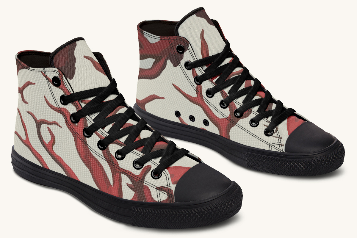 A Bloodroot Coral Sea Hightops - Jaded Lament