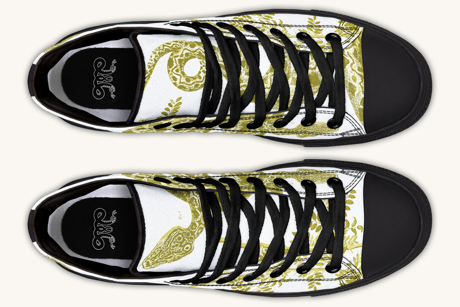Serpentin Bloom White Yellow Green Hightops - Jaded Lament