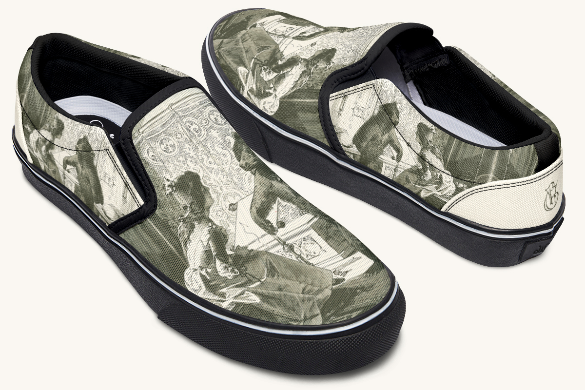 The Bear Shall Be Thy Choice Cream Slip On Shoes - Jaded Lament