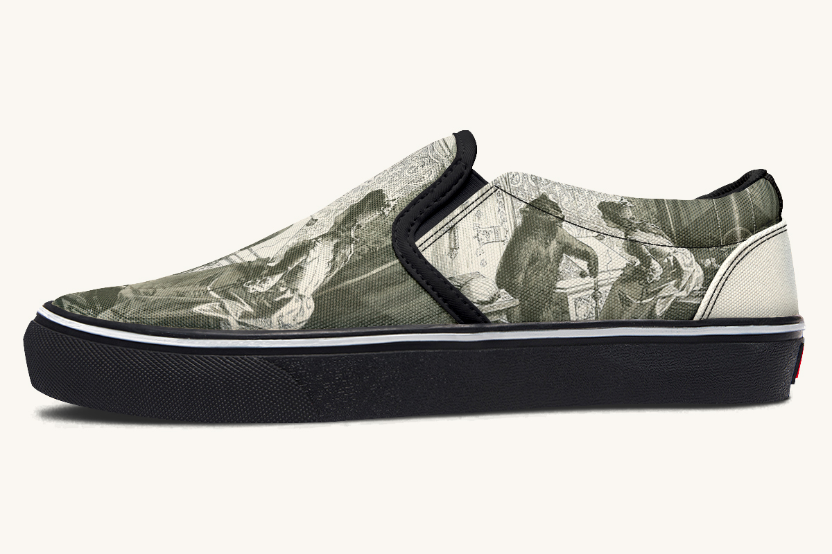 The Bear Shall Be Thy Choice Cream Slip On Shoes - Jaded Lament
