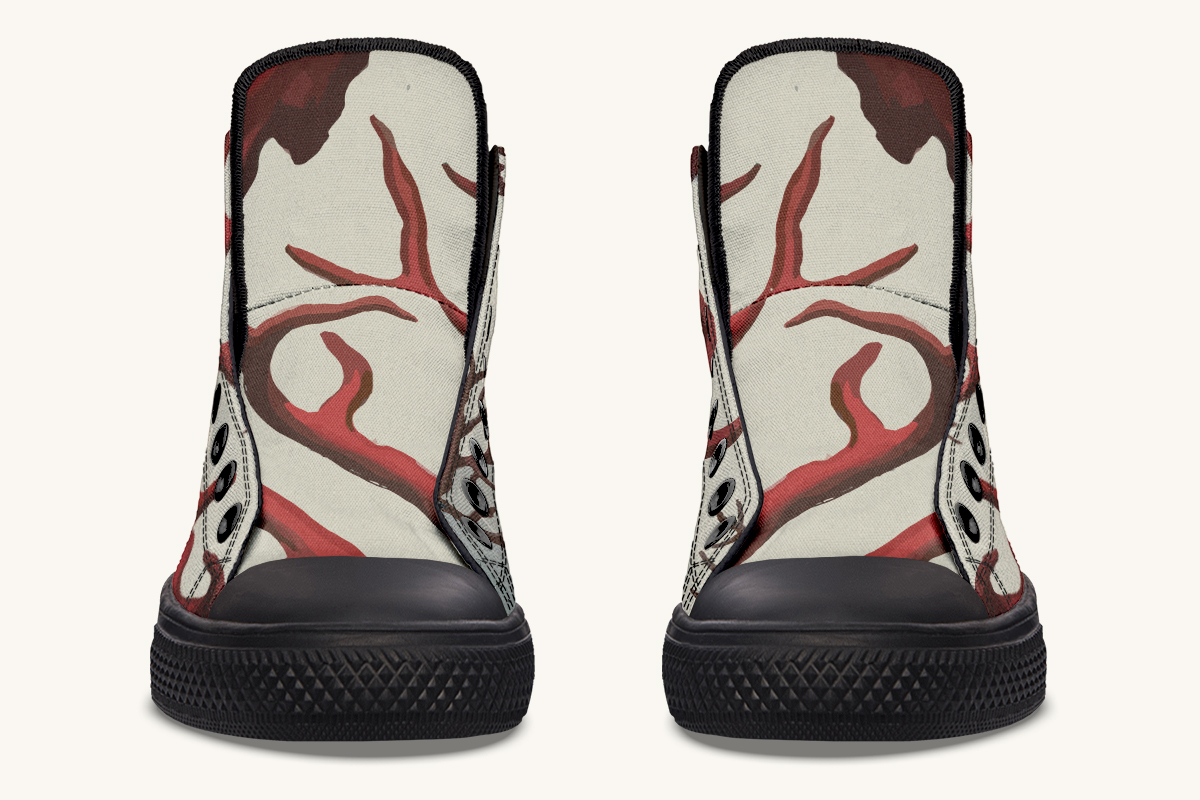 A Bloodroot Coral Sea Hightops - Jaded Lament