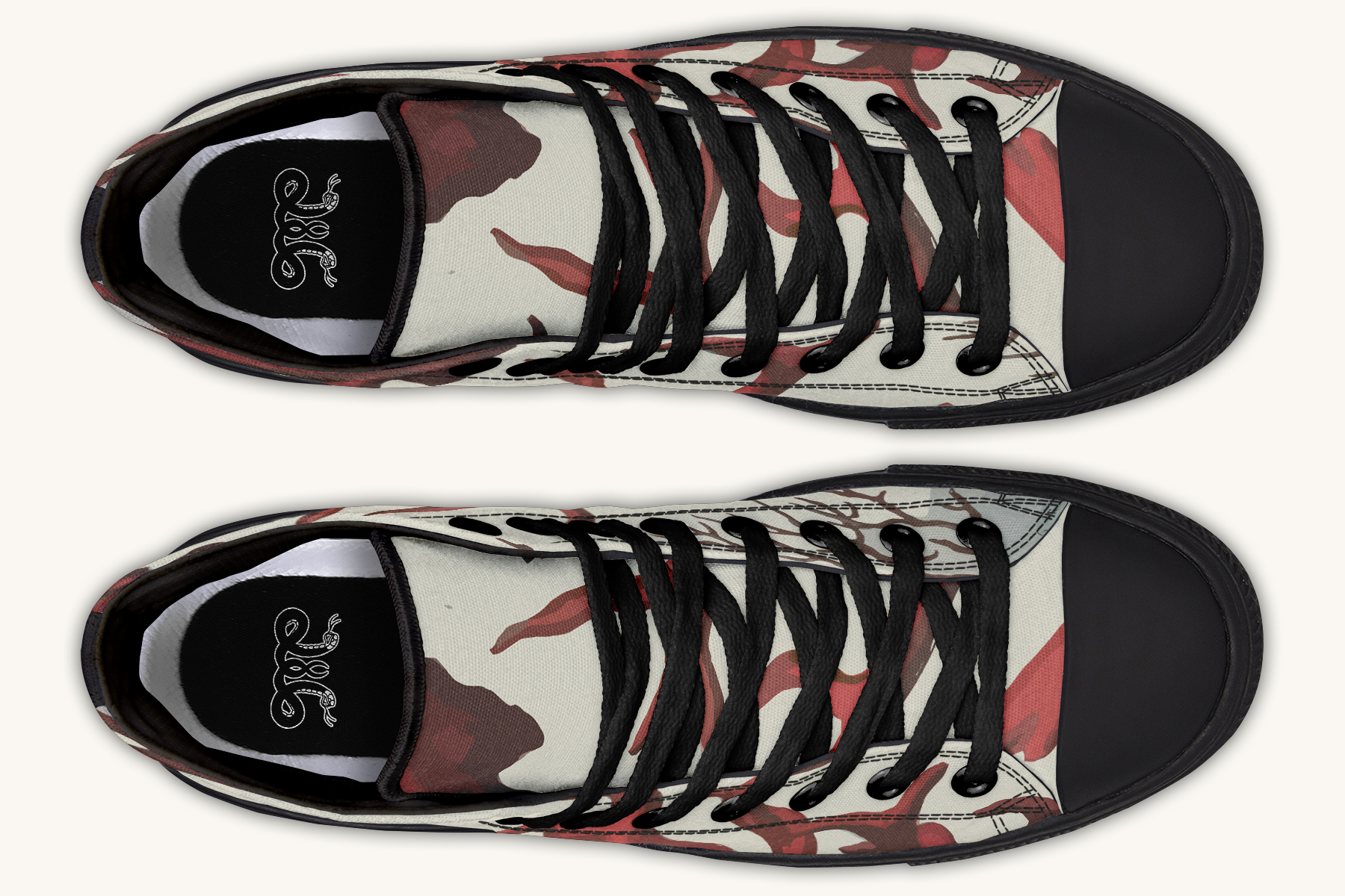 A Bloodroot Coral Sea Hightops - Jaded Lament