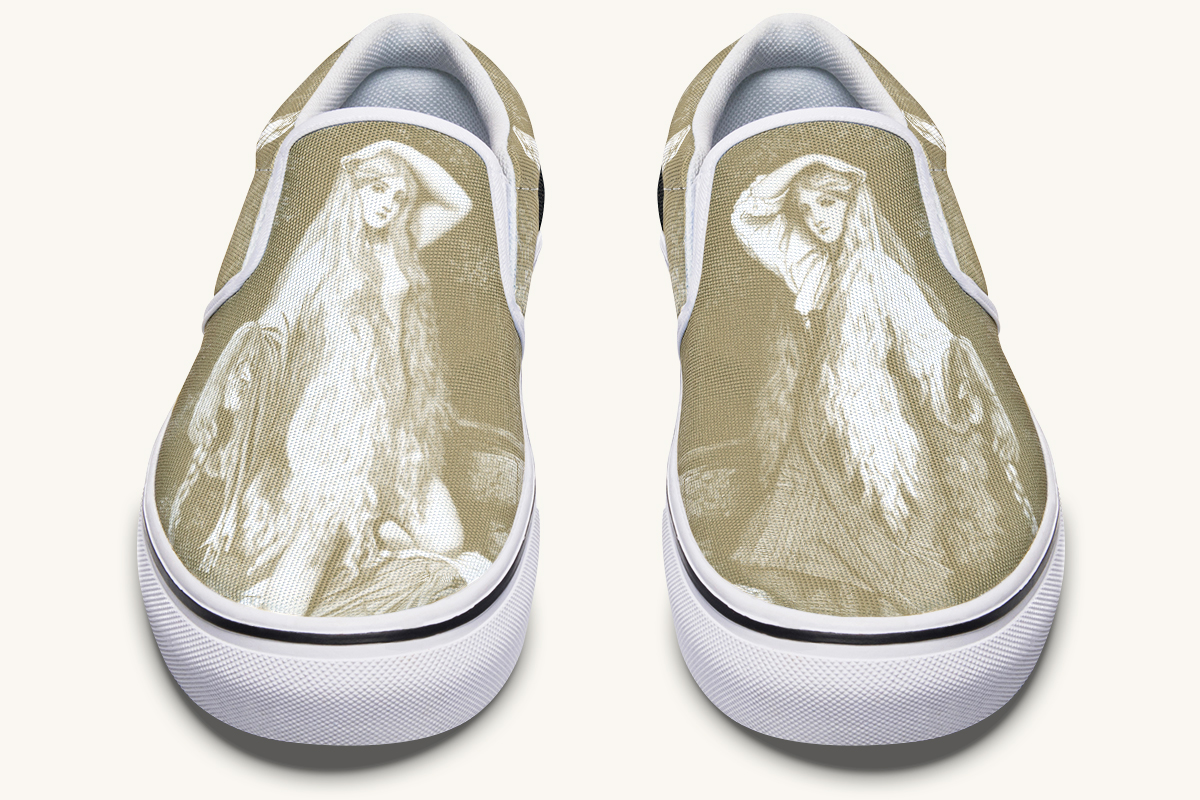 She Watched The Bones Sink Yellow Slip On Shoes - Jaded Lament