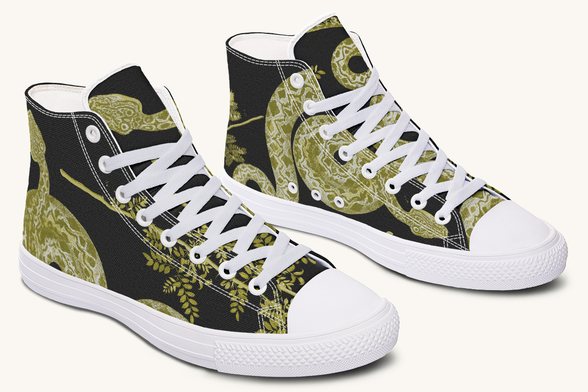 Serpentin Bloom Black Yellow Green Hightops - Jaded Lament
