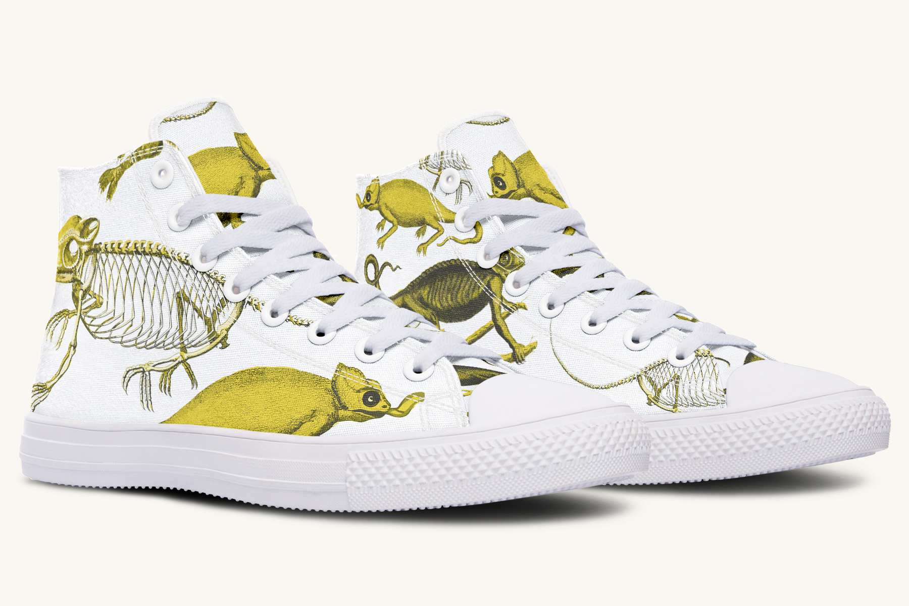 Reptilian in Bloom White Yellow Hightops - Jaded Lament