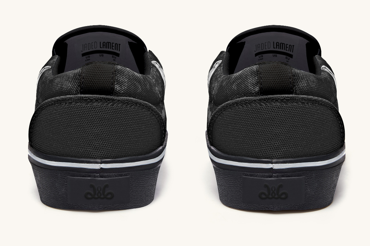 She Watched The Bones Sink Black Slip On Shoes - Jaded Lament