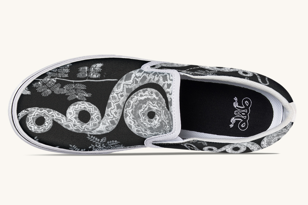 Serpentin Bloom Grey Slip On Shoes - Jaded Lament