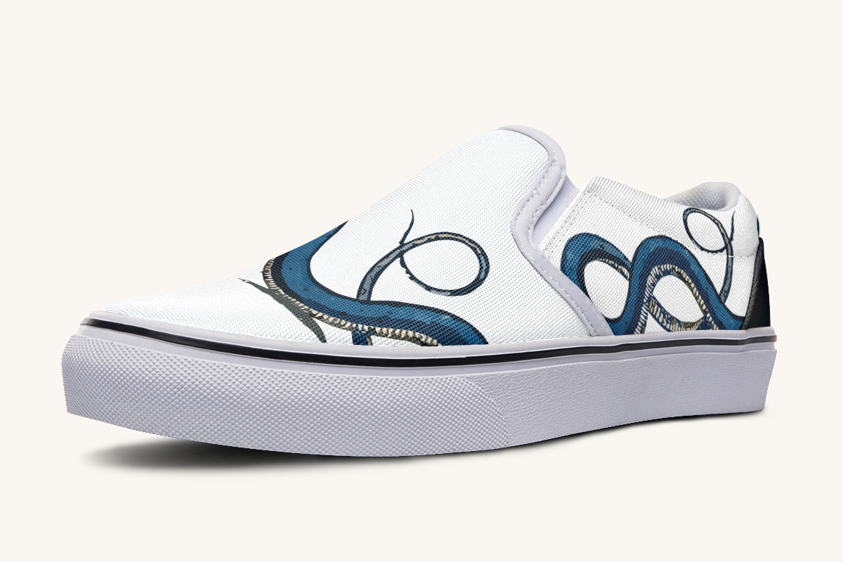 Blue Snake White Slip On Shoes - Jaded Lament