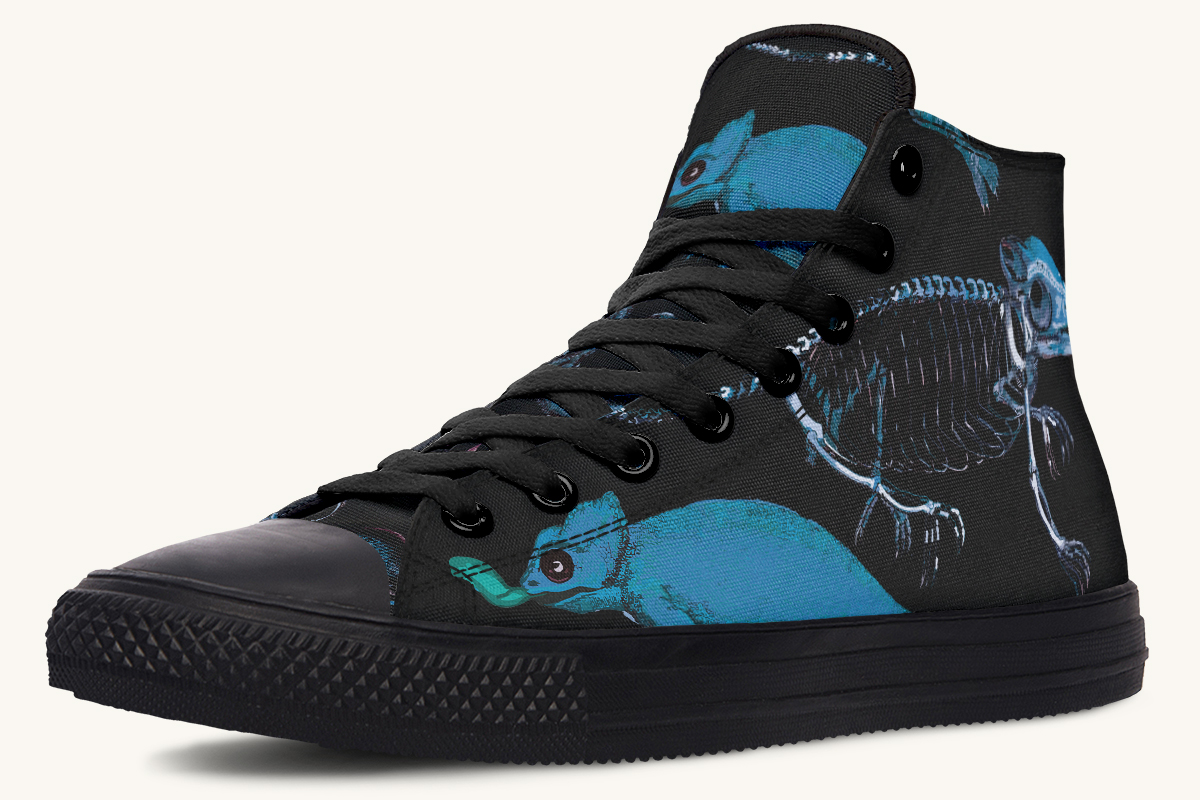 Reptilianin Bloom Black Blue Hightops - Jaded Lament