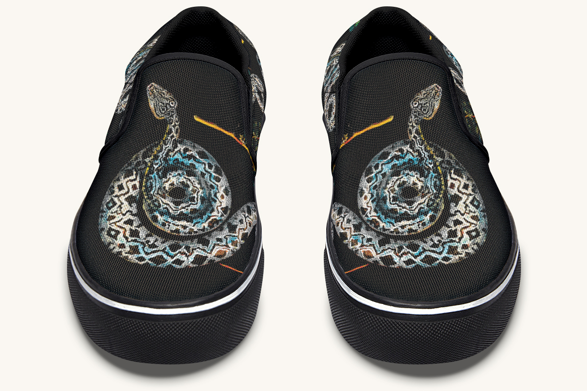 Serpentin Bloom Black Slip On Shoes - Jaded Lament