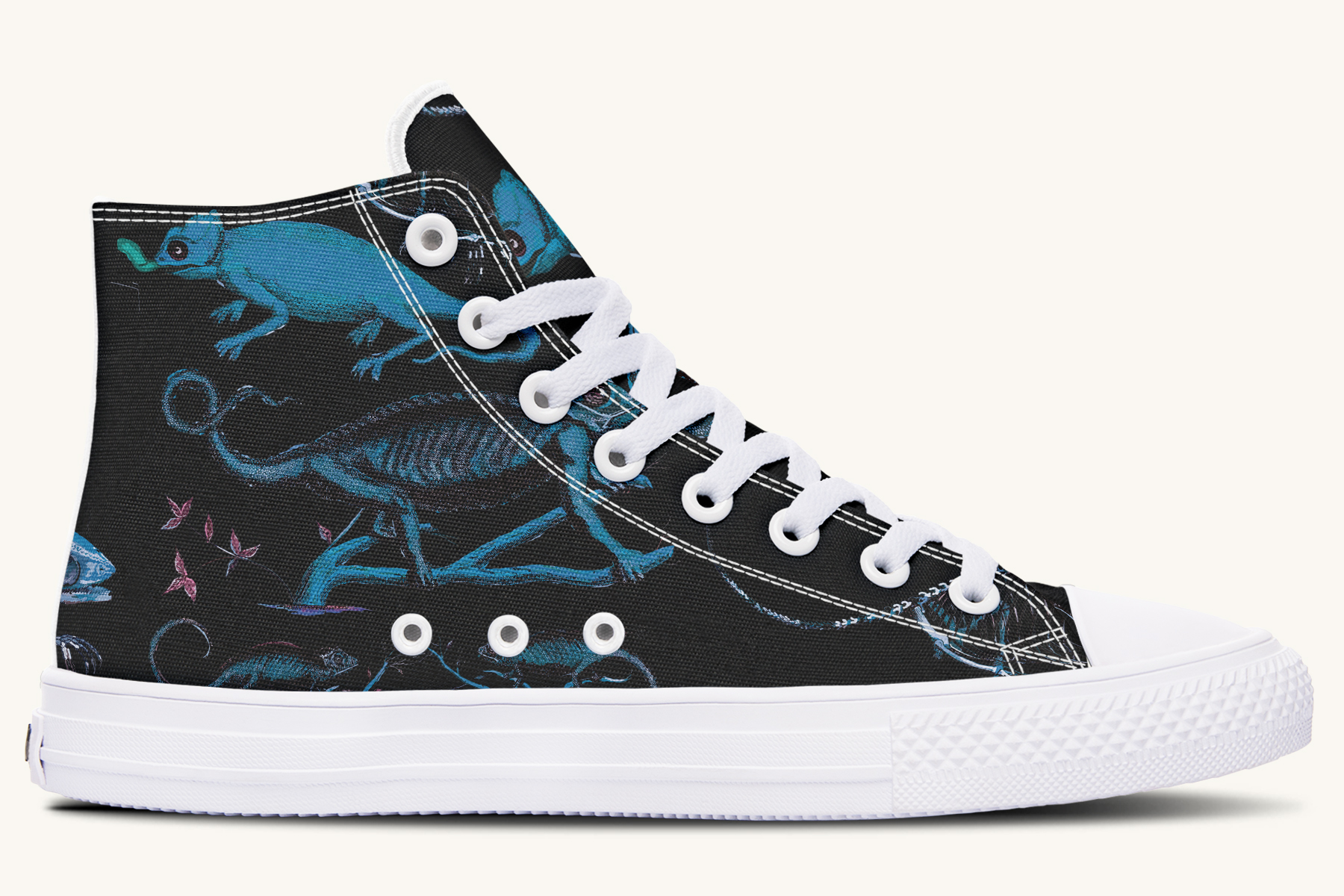 Reptilianin Bloom Black Blue Hightops - Jaded Lament