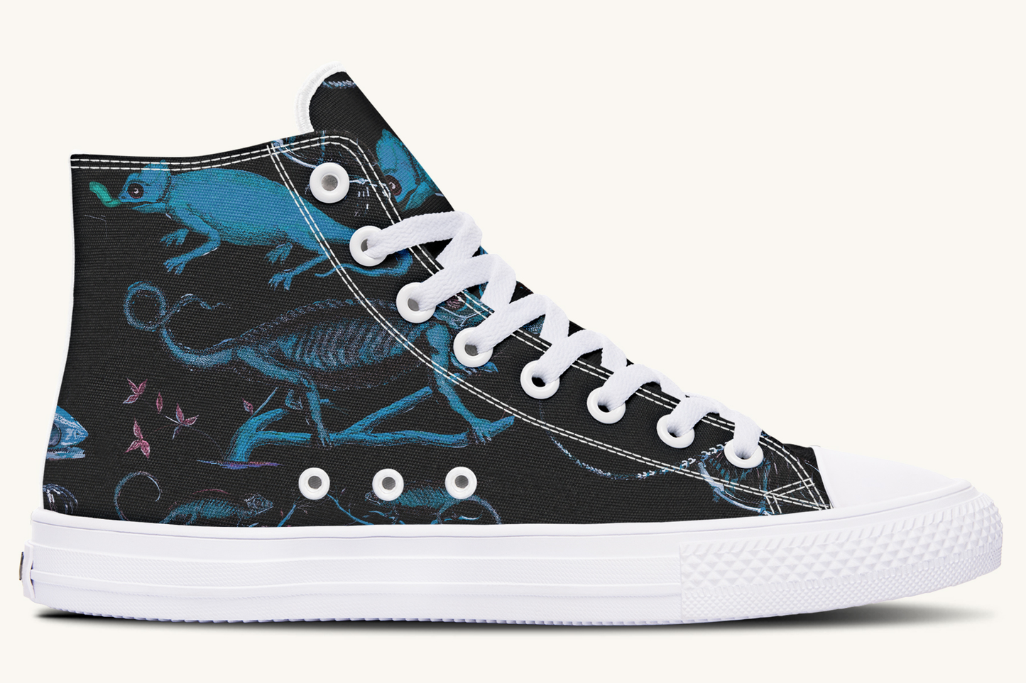 Reptilianin Bloom Black Blue Hightops - Jaded Lament