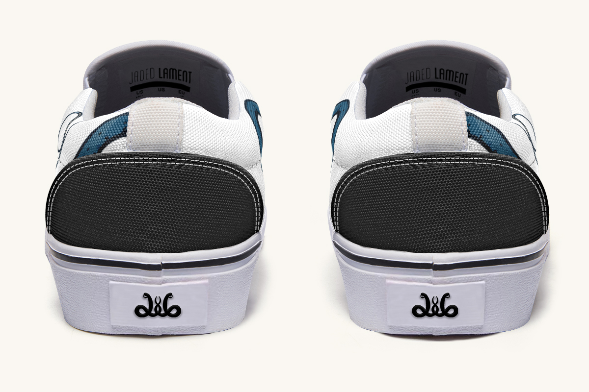 Blue Snake White Slip On Shoes - Jaded Lament