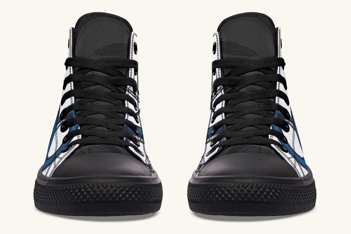 Blue Snake White Hightops - Jaded Lament