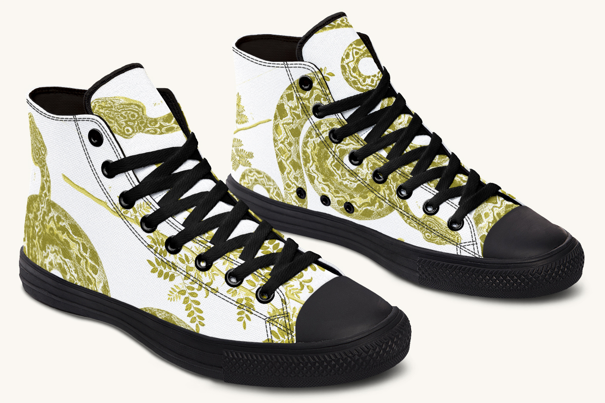Serpentin Bloom White Yellow Green Hightops - Jaded Lament