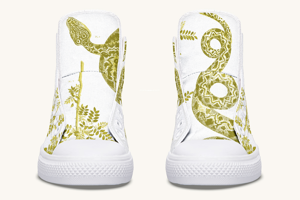 Serpentin Bloom White Yellow Green Hightops - Jaded Lament