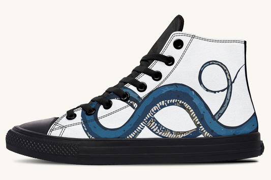 Blue Snake White Hightops - Jaded Lament