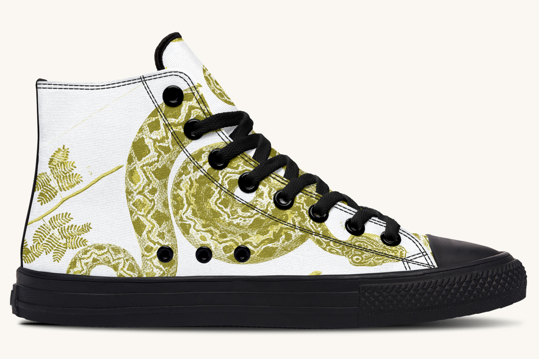 Serpentin Bloom White Yellow Green Hightops - Jaded Lament
